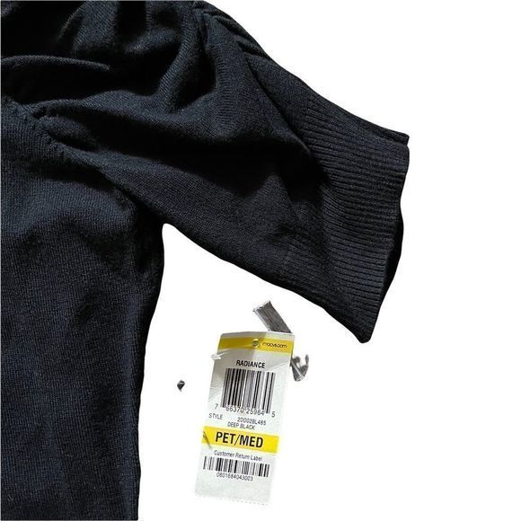 INC brand Puffed Sleeved‎ Black Sweater with Rhinestone neck size Petite Medium - Picture 5 of 5